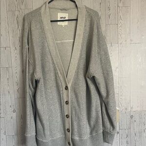 Aerie Light Gray Button-Up Cardigan